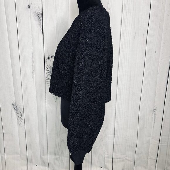 Wild Fable Black Sz S Cropped Sweater Solid Teddy Bear Fleece Sherpa - Picture 4 of 6